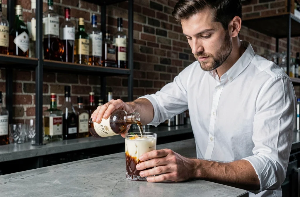 Le bar Le Baxter et son atmosphère urbaine chic avec un barman préparant un cocktail artisanal soigné