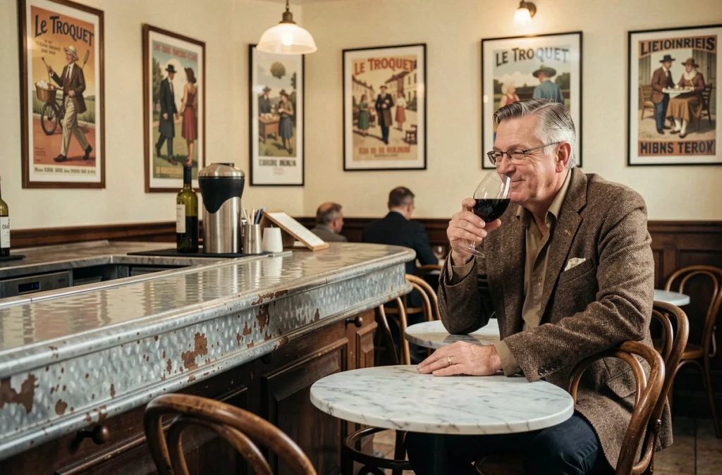 L'ambiance authentique du Troquet avec son comptoir en zinc et ses tables en marbre typiques d'un bistrot français